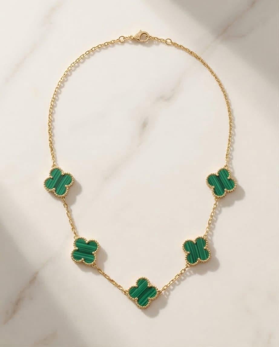 5Li Van Cleef Yeşil Taşlı Kolye