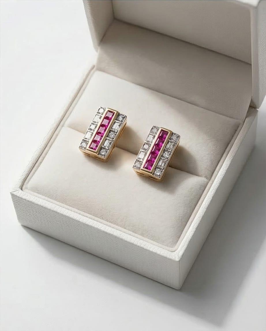 Dikdörtgen Pembe Küpe