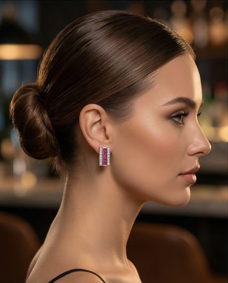 Dikdörtgen Pembe Küpe