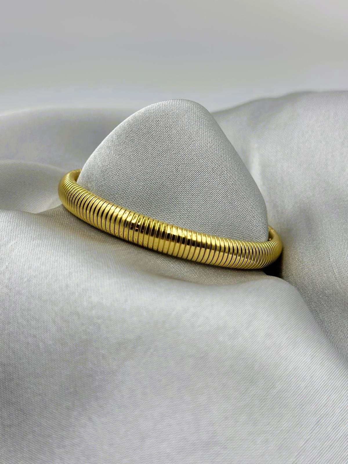 Elastik Çizgili Gold Bileklik