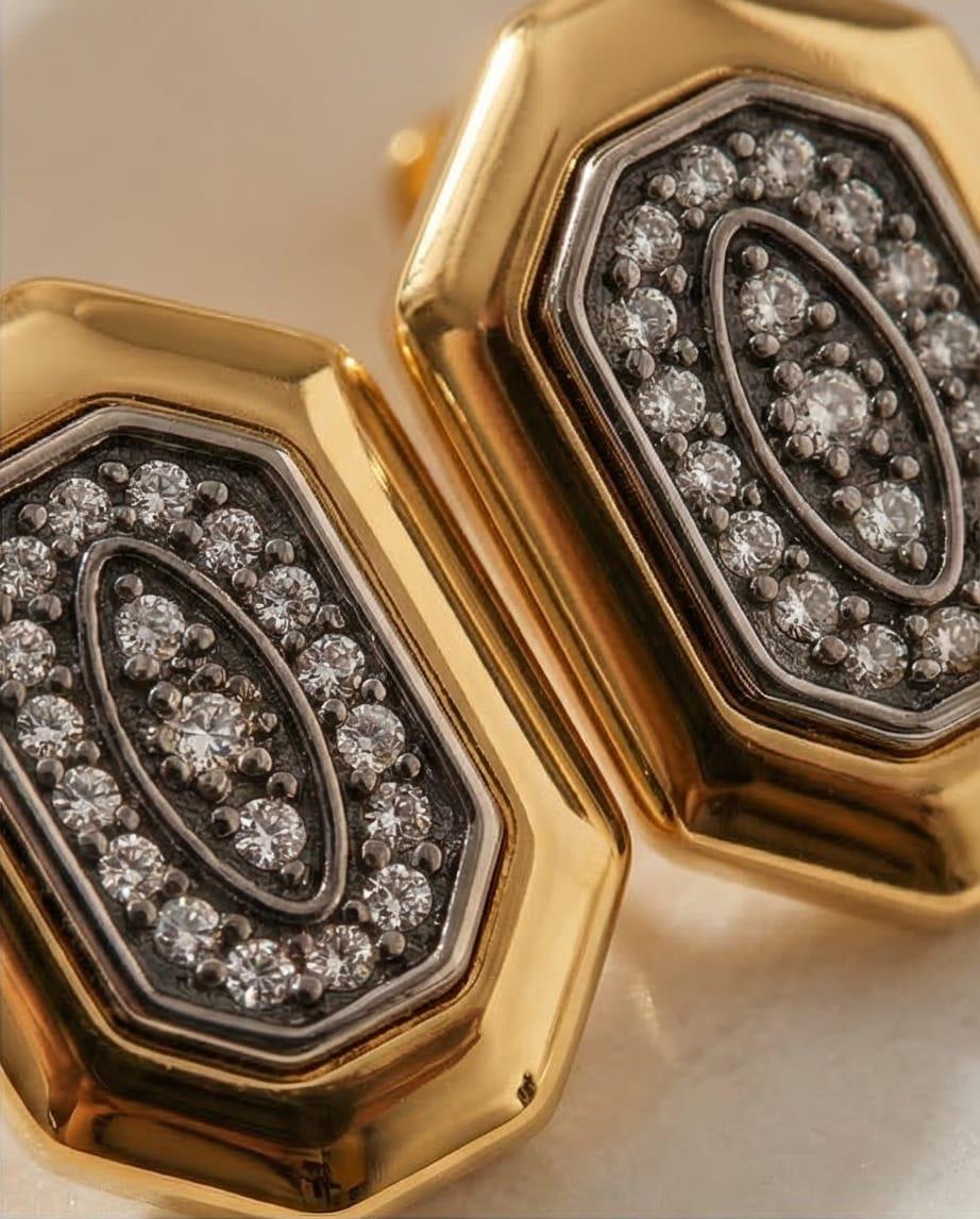 Taşlı Altıgen Küpe