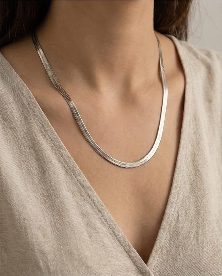 Yassı Zincir Kolye Silver