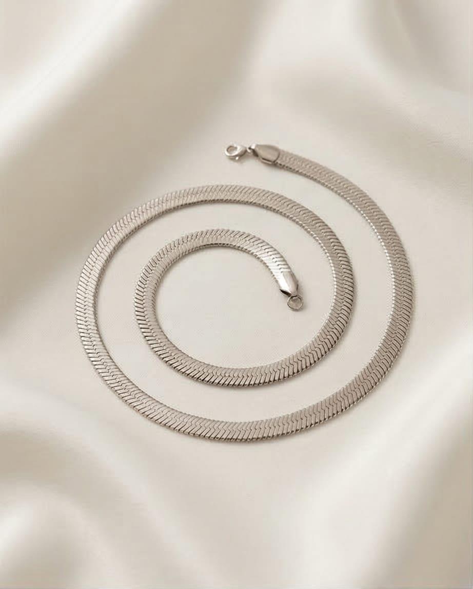 Yassı Zincir Kolye Silver