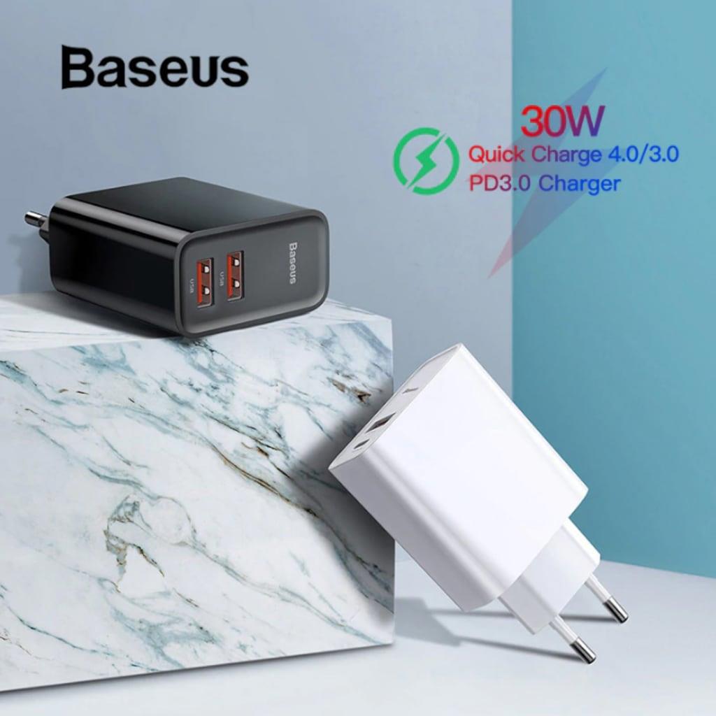Baseus Speed Pps Pd Qc 4.0 Qc3.0 Hızlı Şarj Adaptörü 30W-Siyah