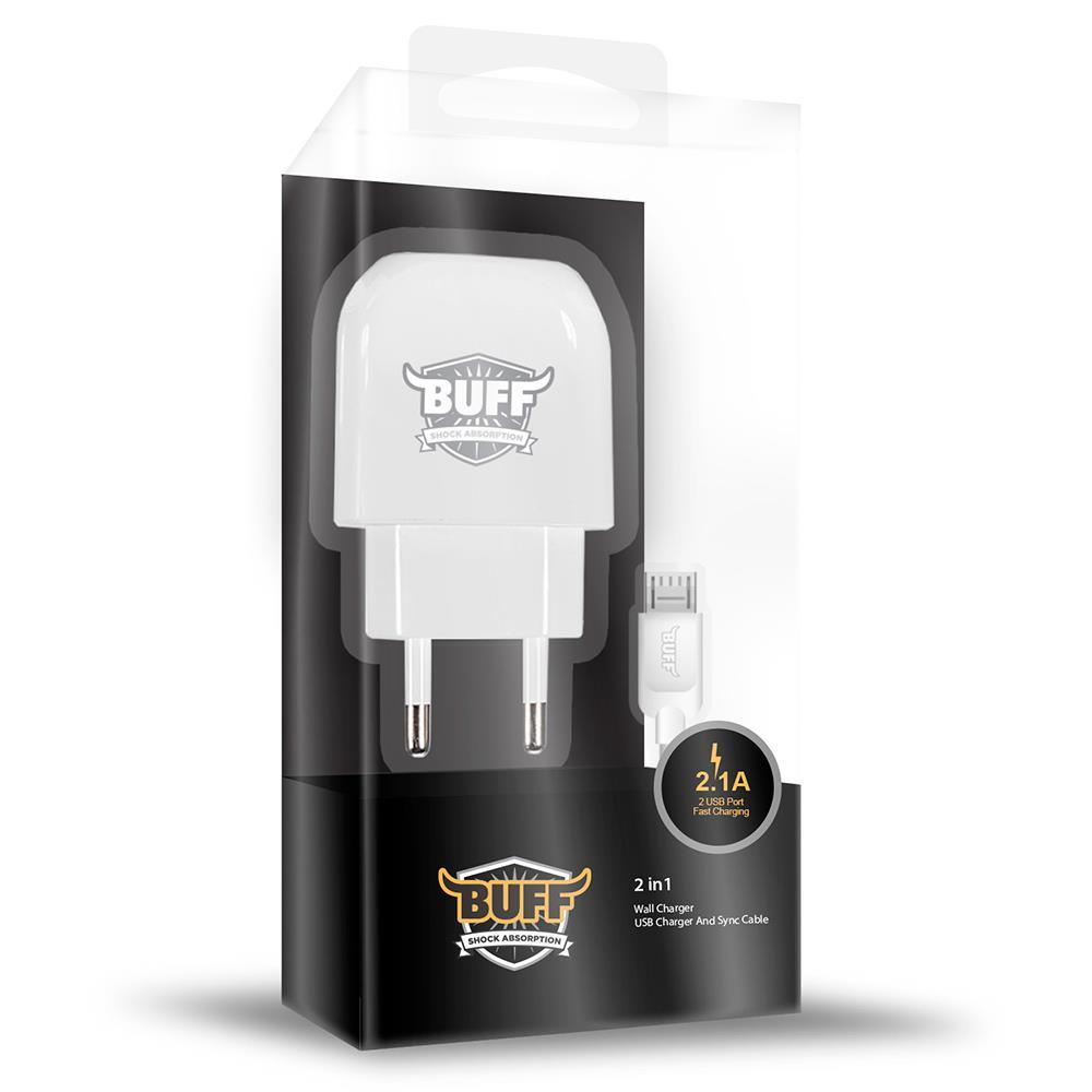 Buff Dual Wall Charger with Micro Usb Cable Set
