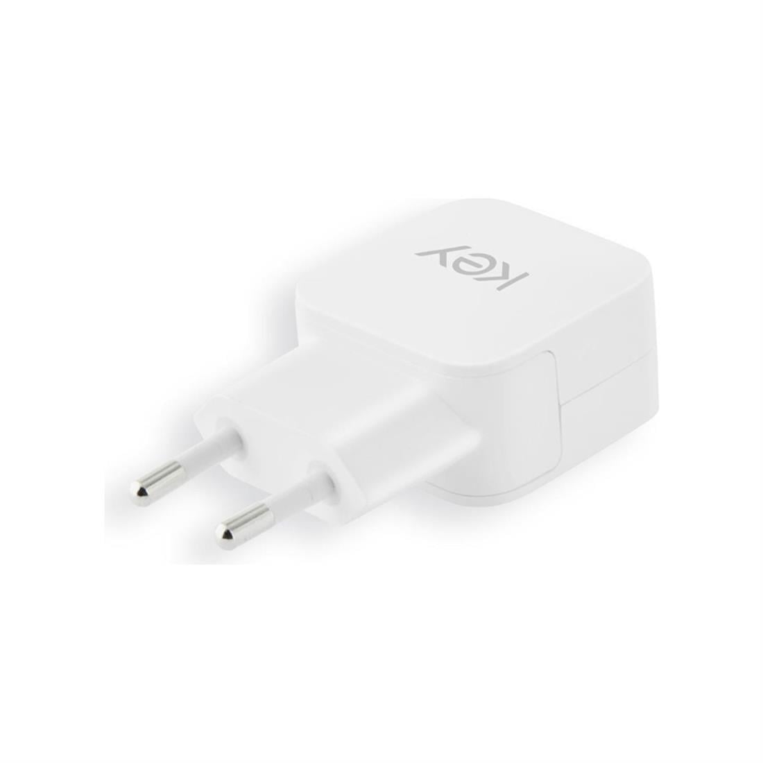 KEY SMART 2.4A WALL CHARGER 1M MICRO USB - WHITE