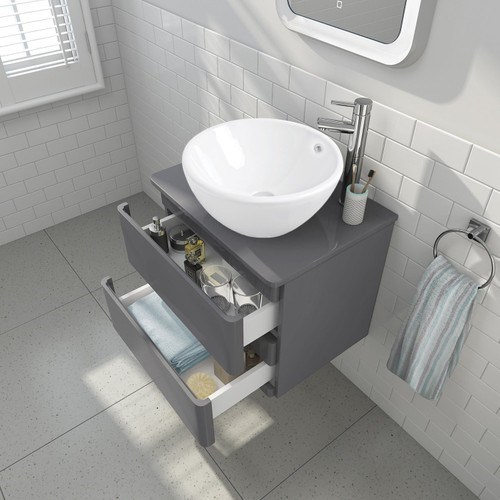 Güral C42 Çap 42cm Çanak Mobilya Üstü Beyaz Deliksiz Lavabo