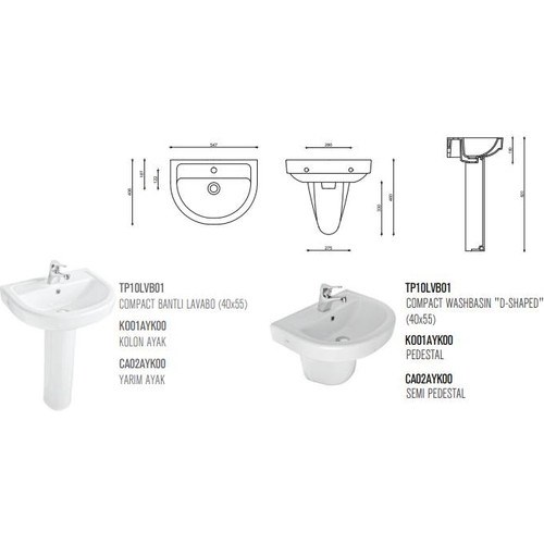 Güral Compact Bantlı Lavabo 40 X 55 Cm