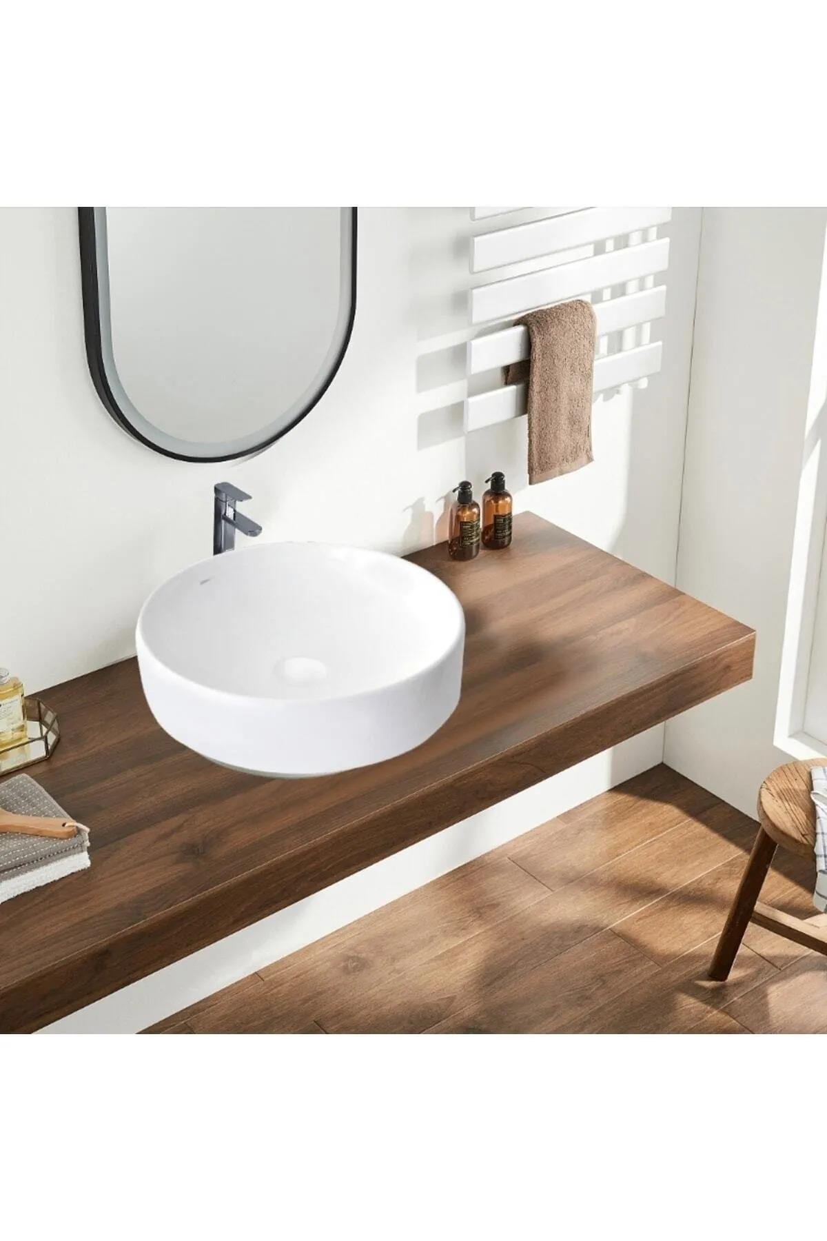 GÜRAL NOVA BATARYA DELİKSİZ MOBİLYA ÜSTÜ LAVABO ÇAP 45 CM