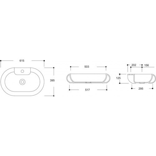 Güralvit Oval Mobilya Üstü Lavabo 39,5 x 61,5 Beyaz