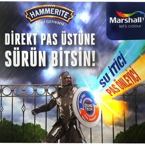 MARSHALL HAMMERİTE SU İTİCİ PAS ÖNLEYİCİ PÜRÜZSÜZ METAL BOYASI SİYAH 0,75 LT