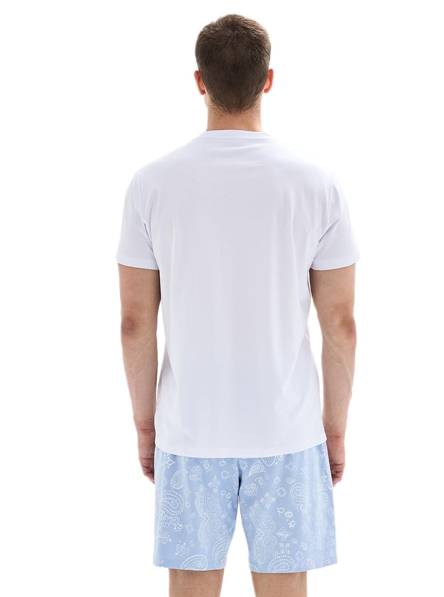 Blackspade Erkek Beyaz Kısa Kol Şort Pijama Takımı 40898