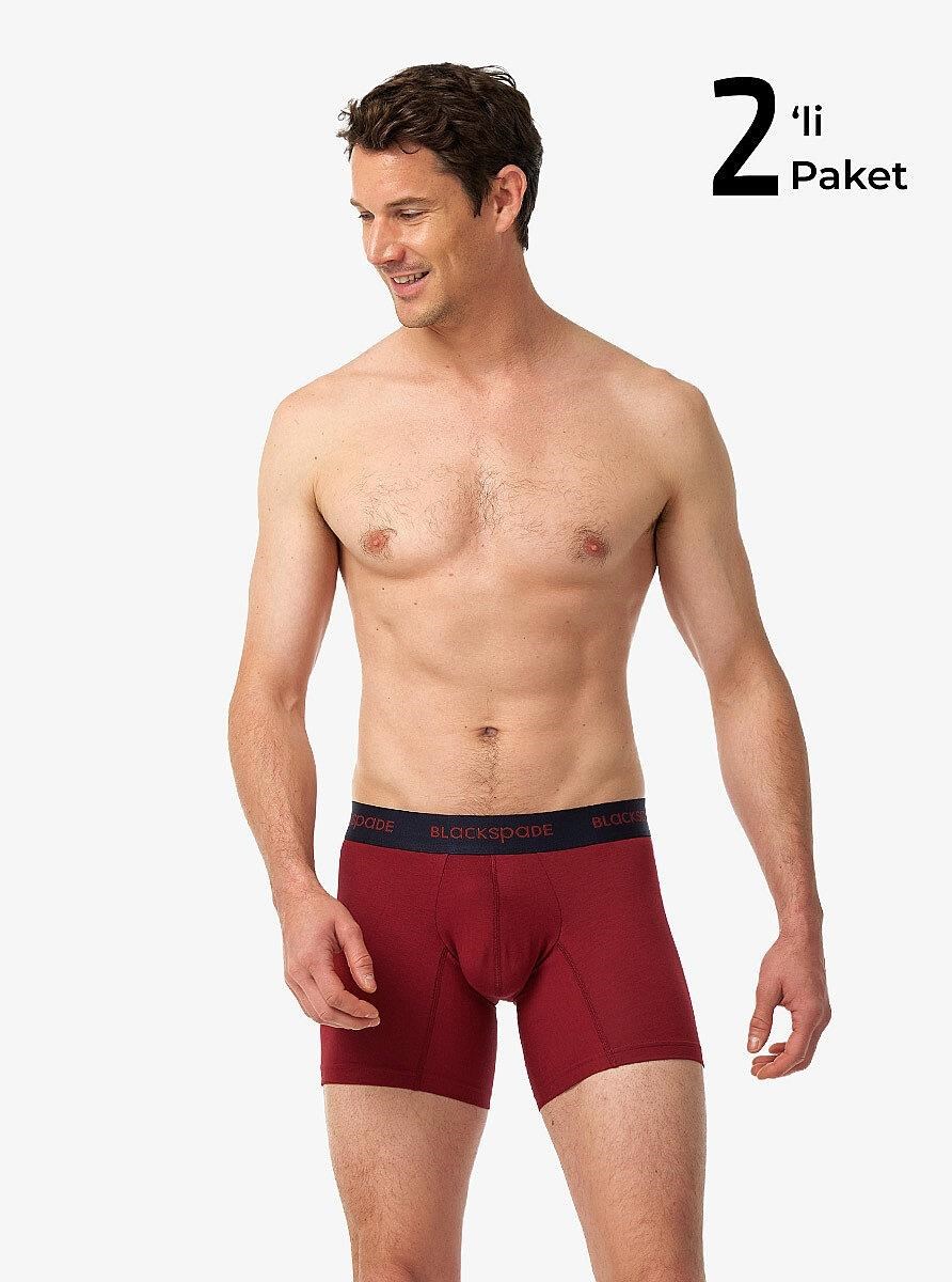 Blackspade Erkek Lacivert - Kırmızı Boxer 2'li Paket 9618