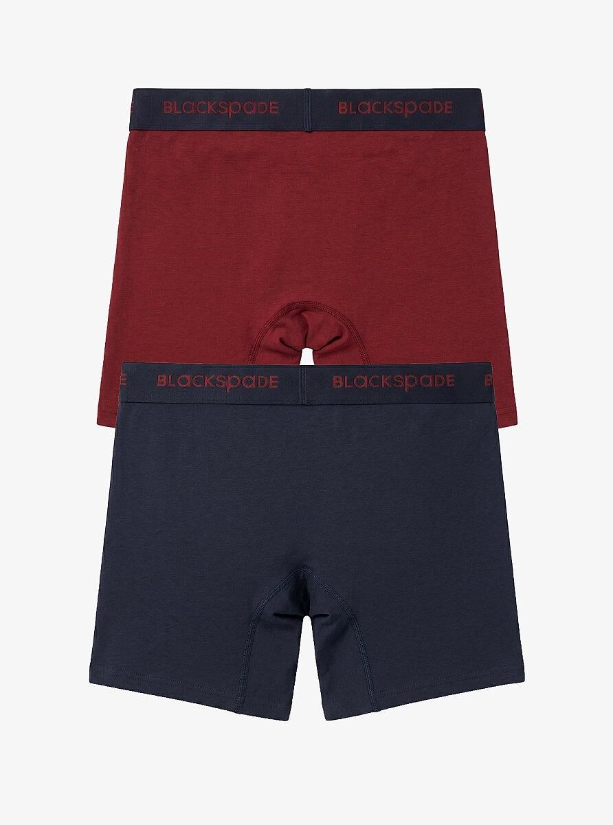 Blackspade Erkek Lacivert - Kırmızı Boxer 2'li Paket 9618