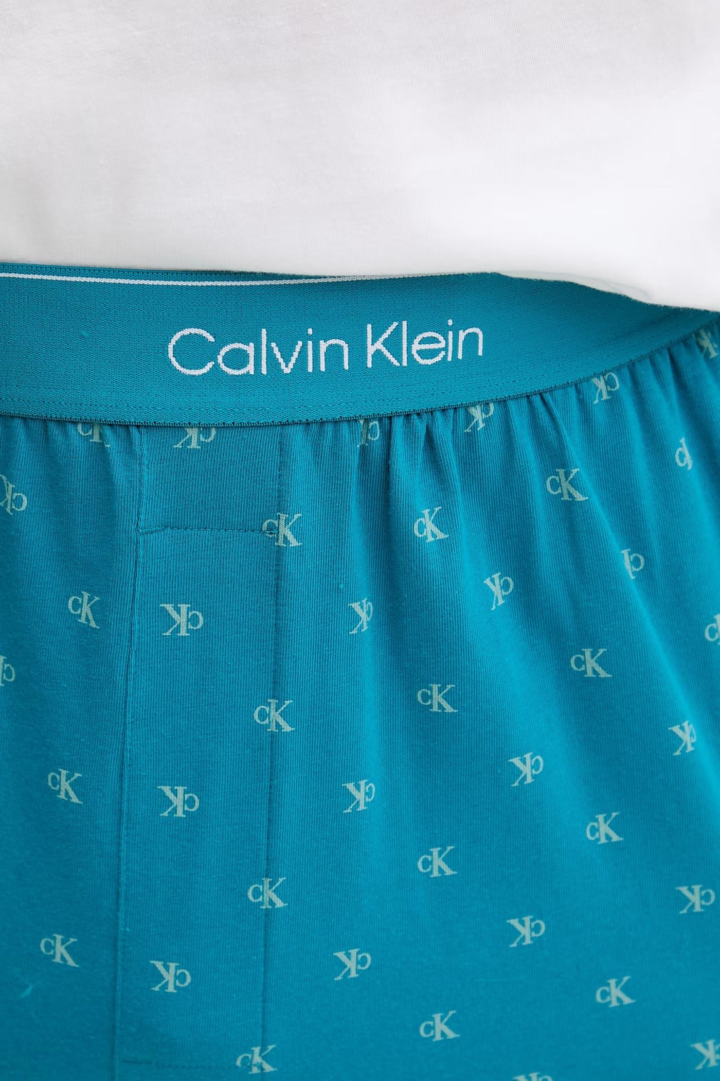 Calvin Klein Erkek Beyaz Kısa Kollu Şortlu Pijama Takımı LV00NM2900