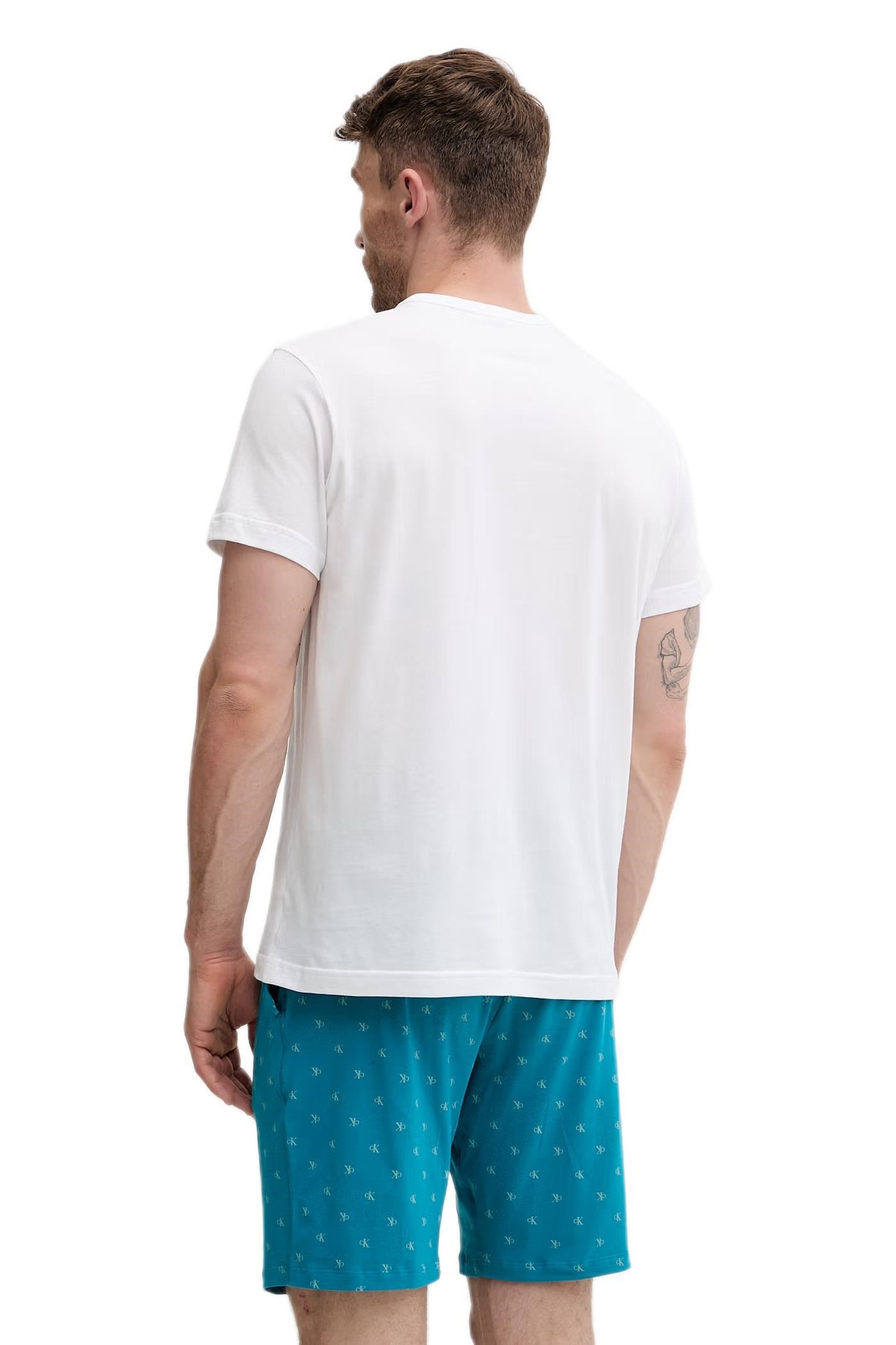 Calvin Klein Erkek Beyaz Kısa Kollu Şortlu Pijama Takımı LV00NM2900
