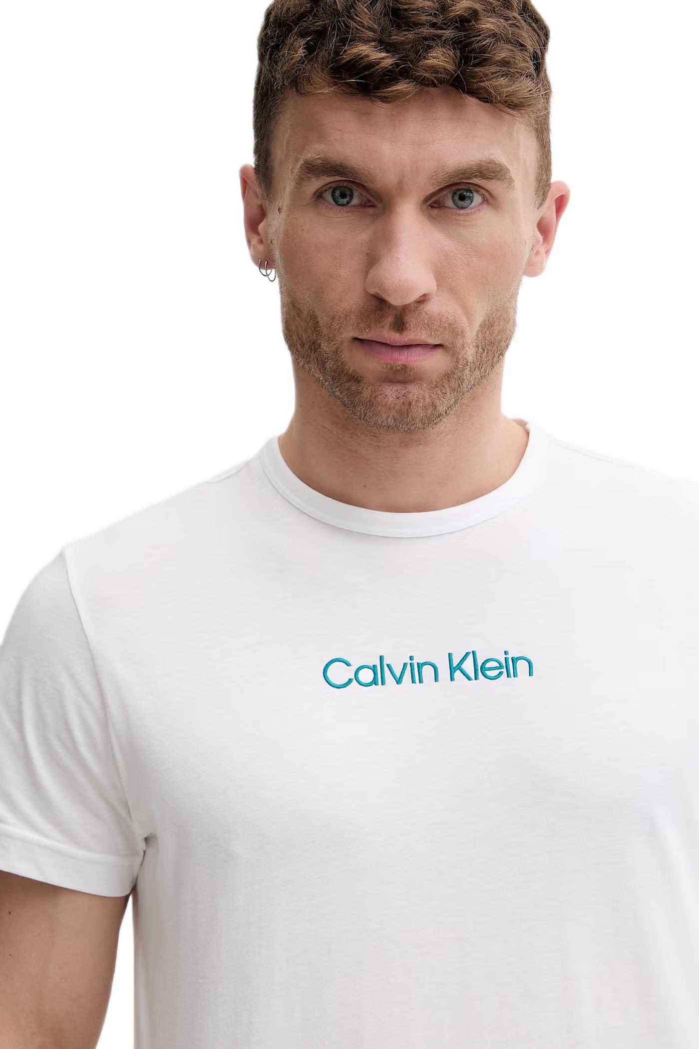Calvin Klein Erkek Beyaz Kısa Kollu Şortlu Pijama Takımı LV00NM2900