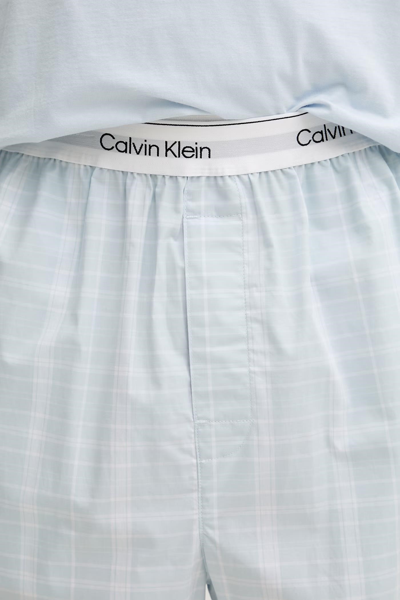 Calvin Klein Erkek Mavi Uzun Kollu Tişört Pantolon Pijama Takımı LV00NM2953