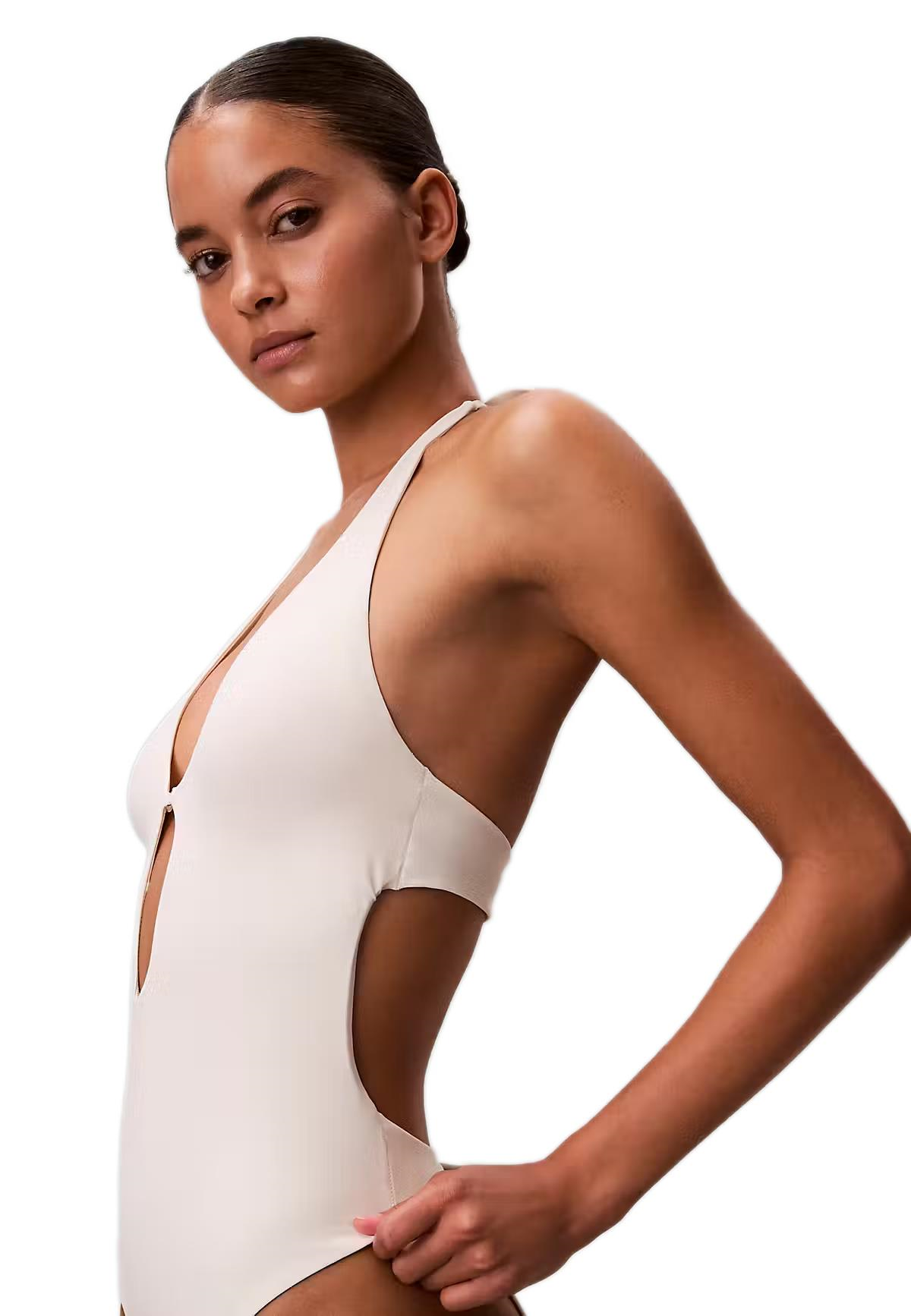 Calvin Klein Kadın Beyaz Derin V Yaka Mayo LV00Q61126
