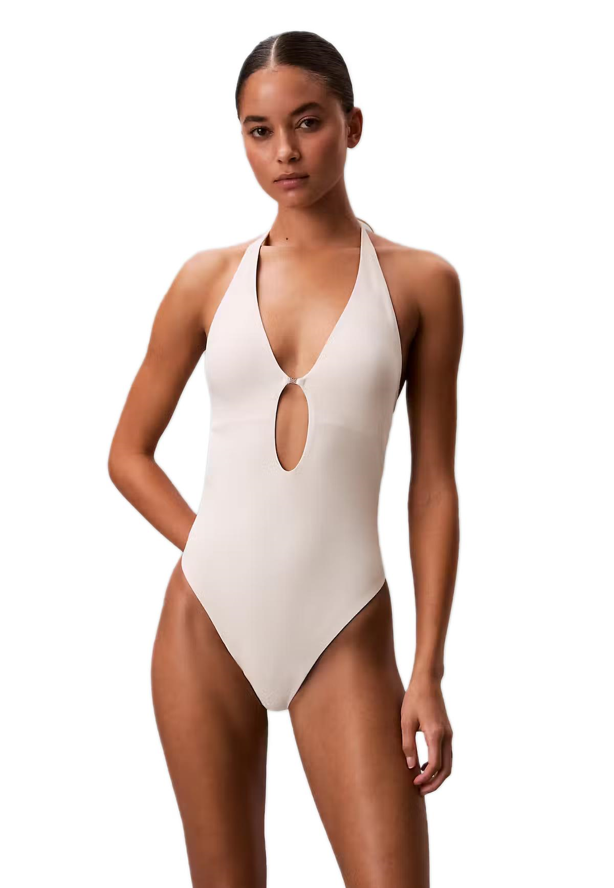 Calvin Klein Kadın Beyaz Derin V Yaka Mayo LV00Q61126