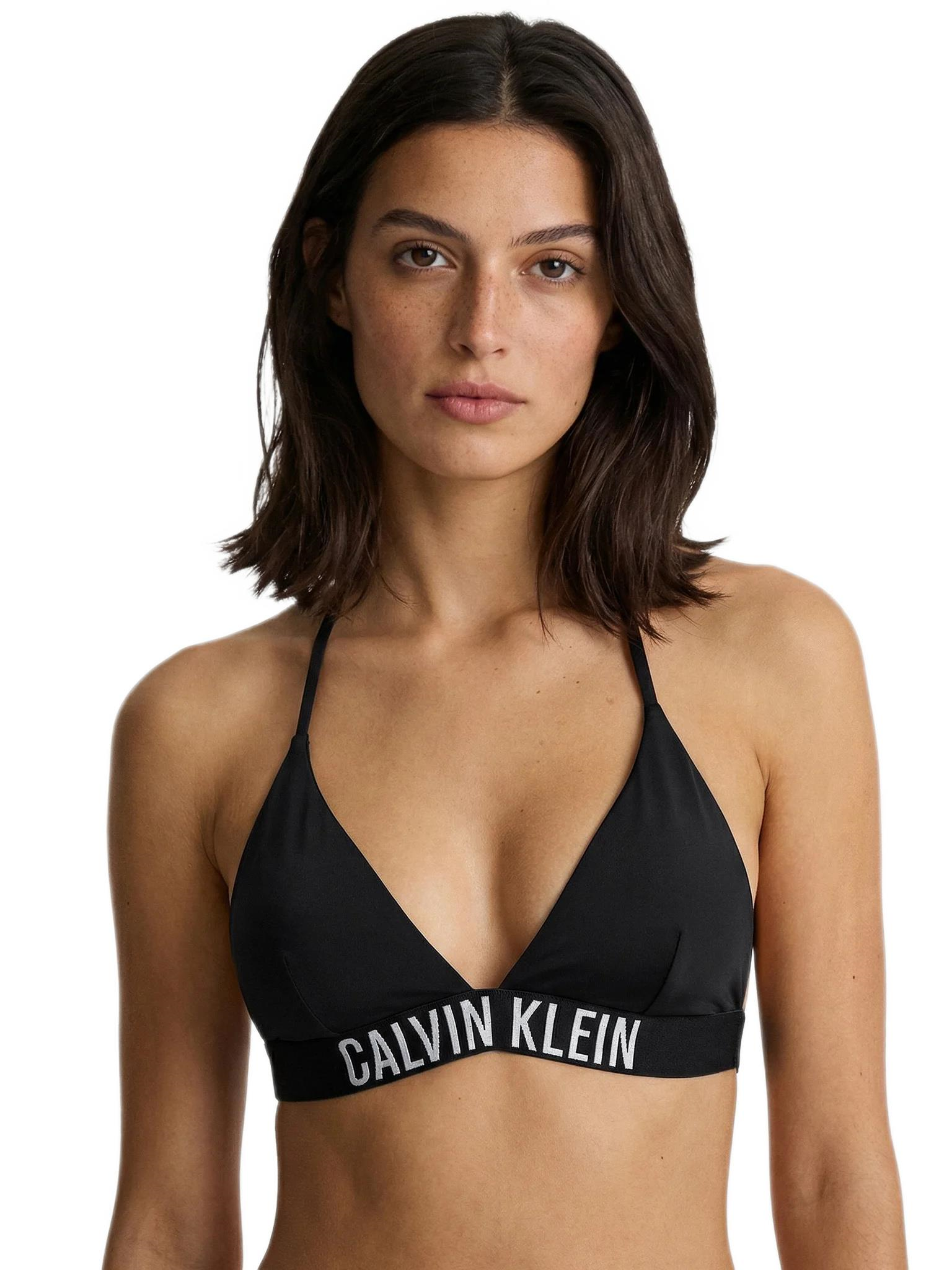Calvin Klein Kadın Siyah Boyundan Bağlamalı Üçgen Bikini Üstü LV00Q61222