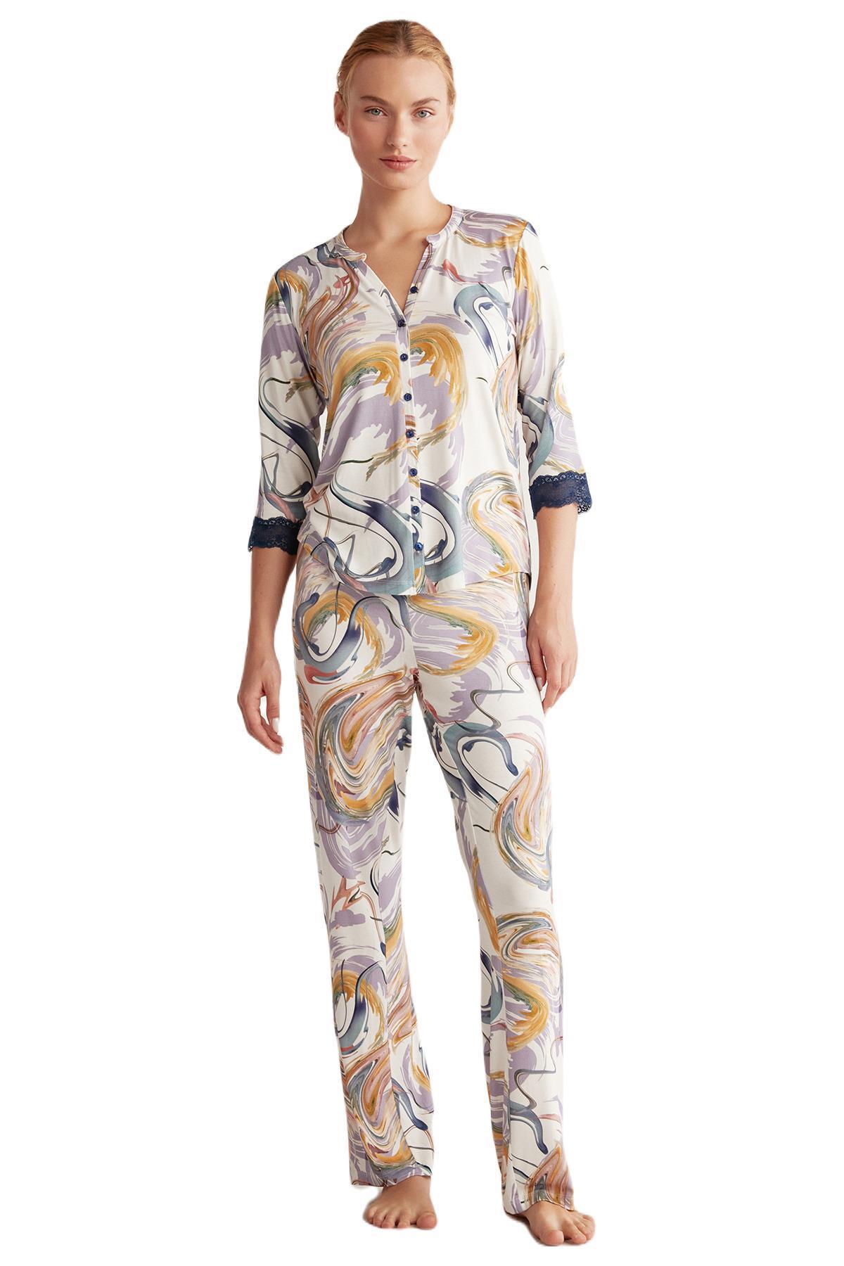 Catherine's Kadın Kapri Kol Pijama Takımı 2545 