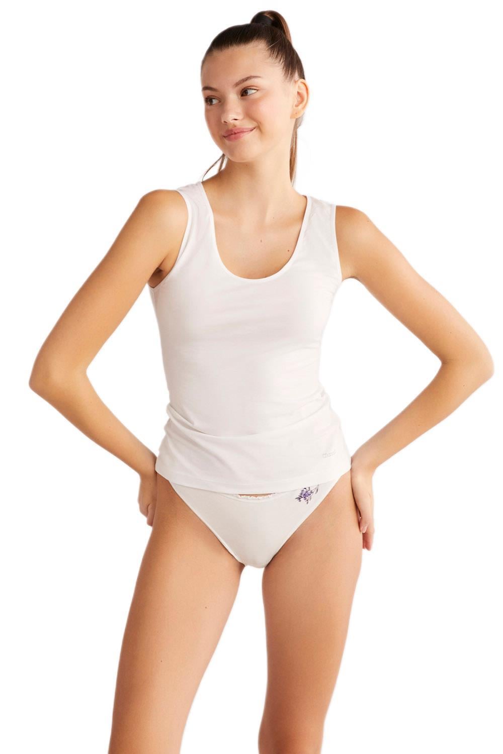 Kom Basic Singlet Pamuklu Kalın Askılı Beyaz Atlet