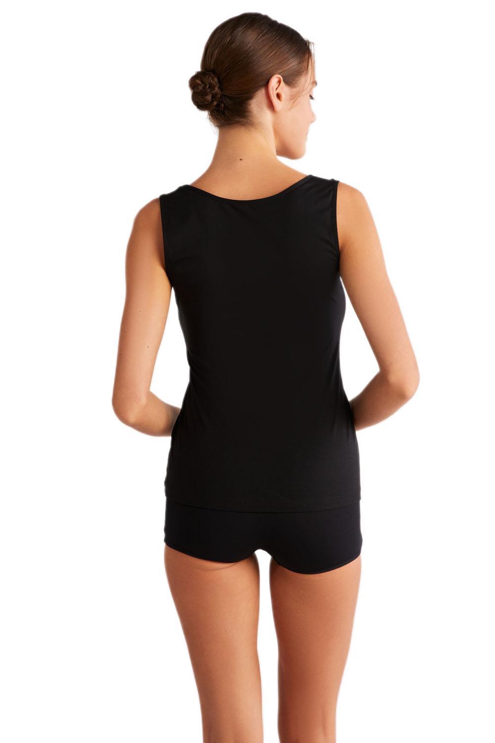 Kom Basic Singlet Pamuklu Kalın Askılı Siyah Atlet