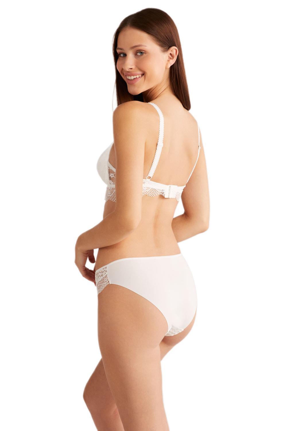 Kom Bridal Lazer Kesim Dantelli Gelin Ekru Külot 