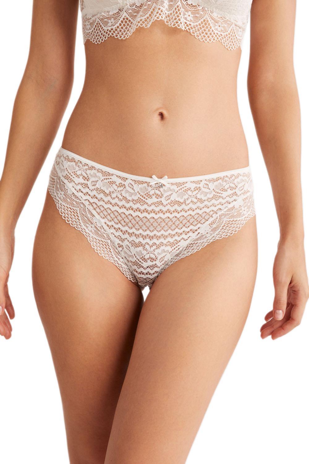Kom Bridal Lazer Kesim Dantelli Gelin Ekru Külot 