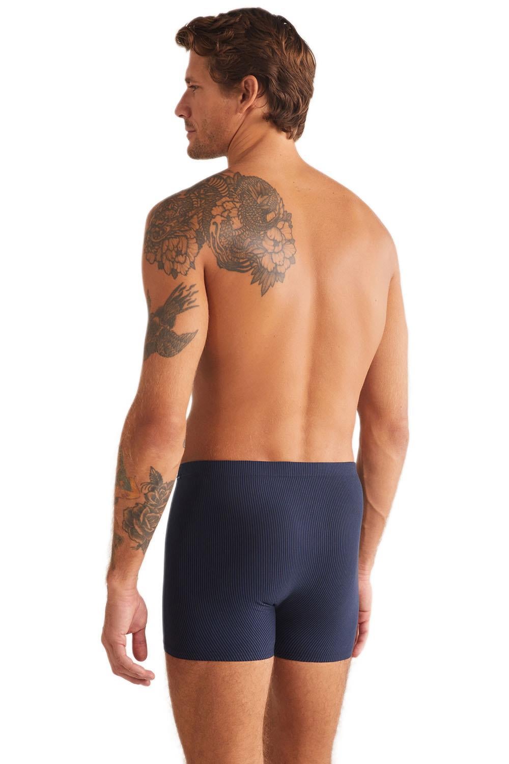 Kom Domenico Çizgili Erkek Lacivert Boxer 