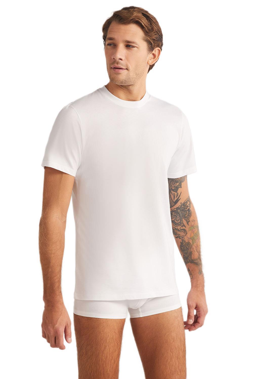 Kom Eduardo Bisiklet Yaka 2'li Erkek Beyaz Tshirt