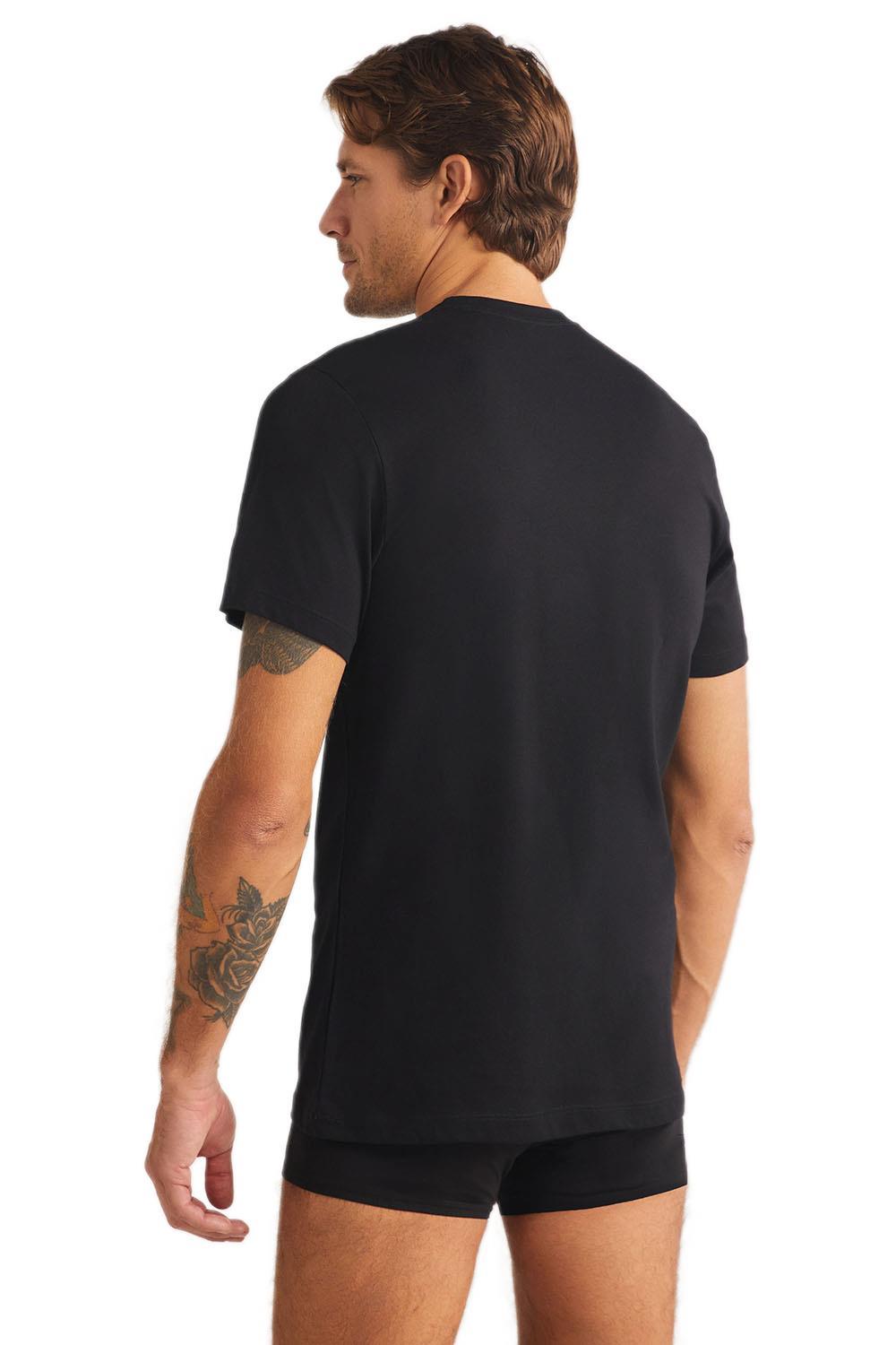 Kom Eduardo Bisiklet Yaka 2'li Erkek Siyah Tshirt