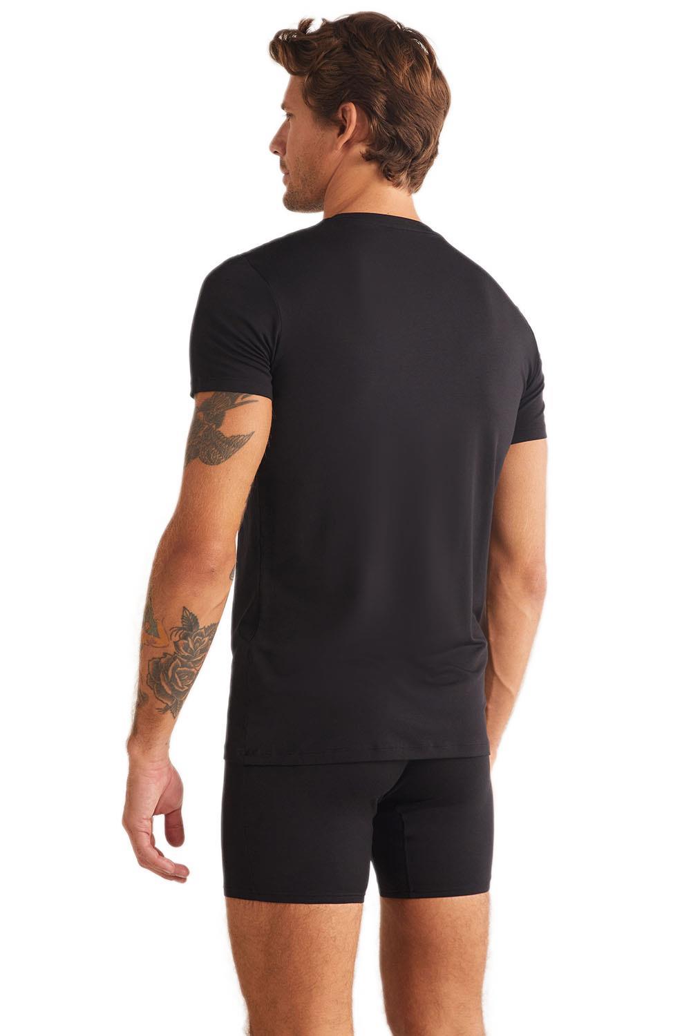 Kom Enzo Bisiklet Yaka Modal Erkek Siyah Tshirt 