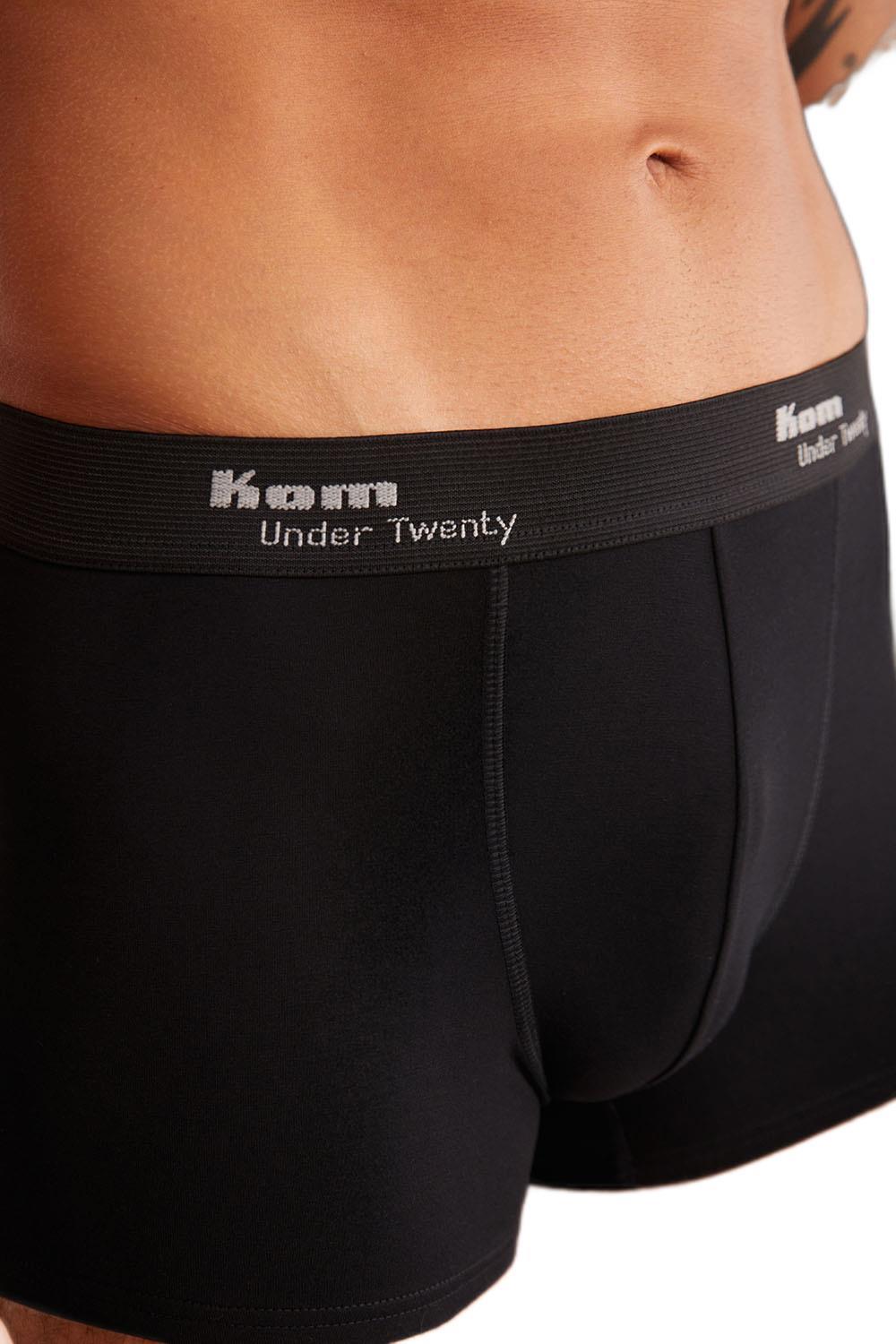 Kom Tight Pamuklu 2'li Erkek Siyah Boxer