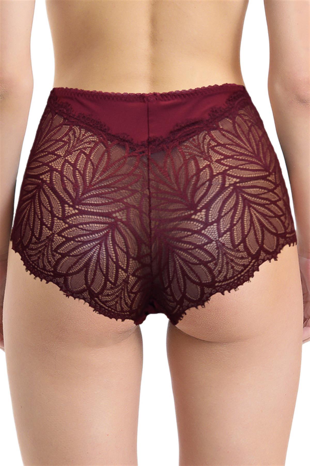 Magic Form Yüksek Bel Dantelli Bordo Külot 586
