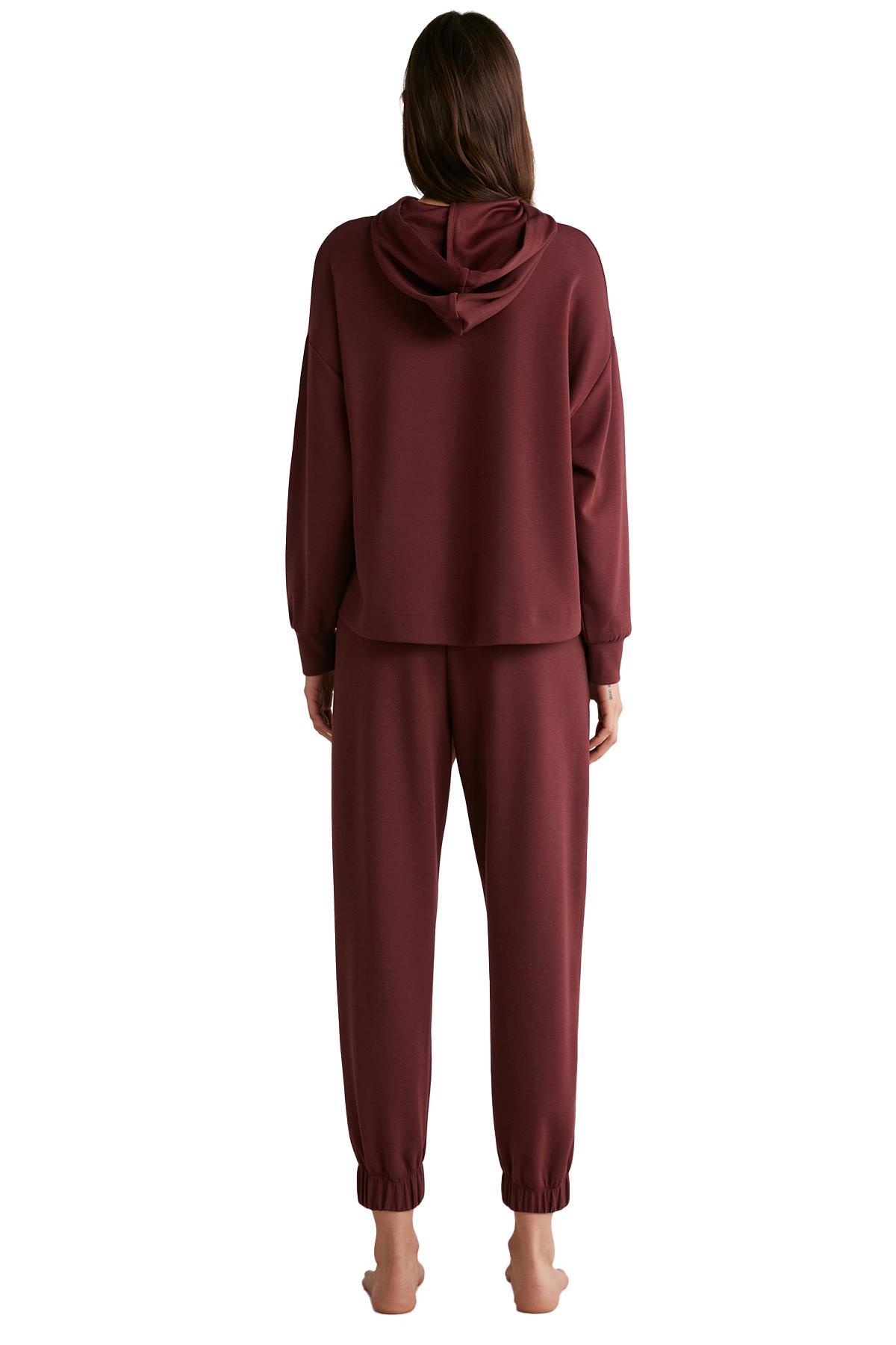 Penye Mood Kadın Lux Mood Bordo Eşofman Takımı 9339