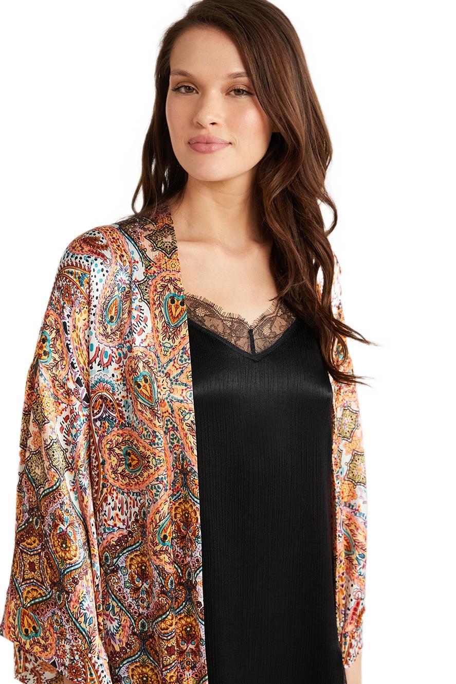 Penye Mood Kadın Turuncu Sabahlık Takım 9735