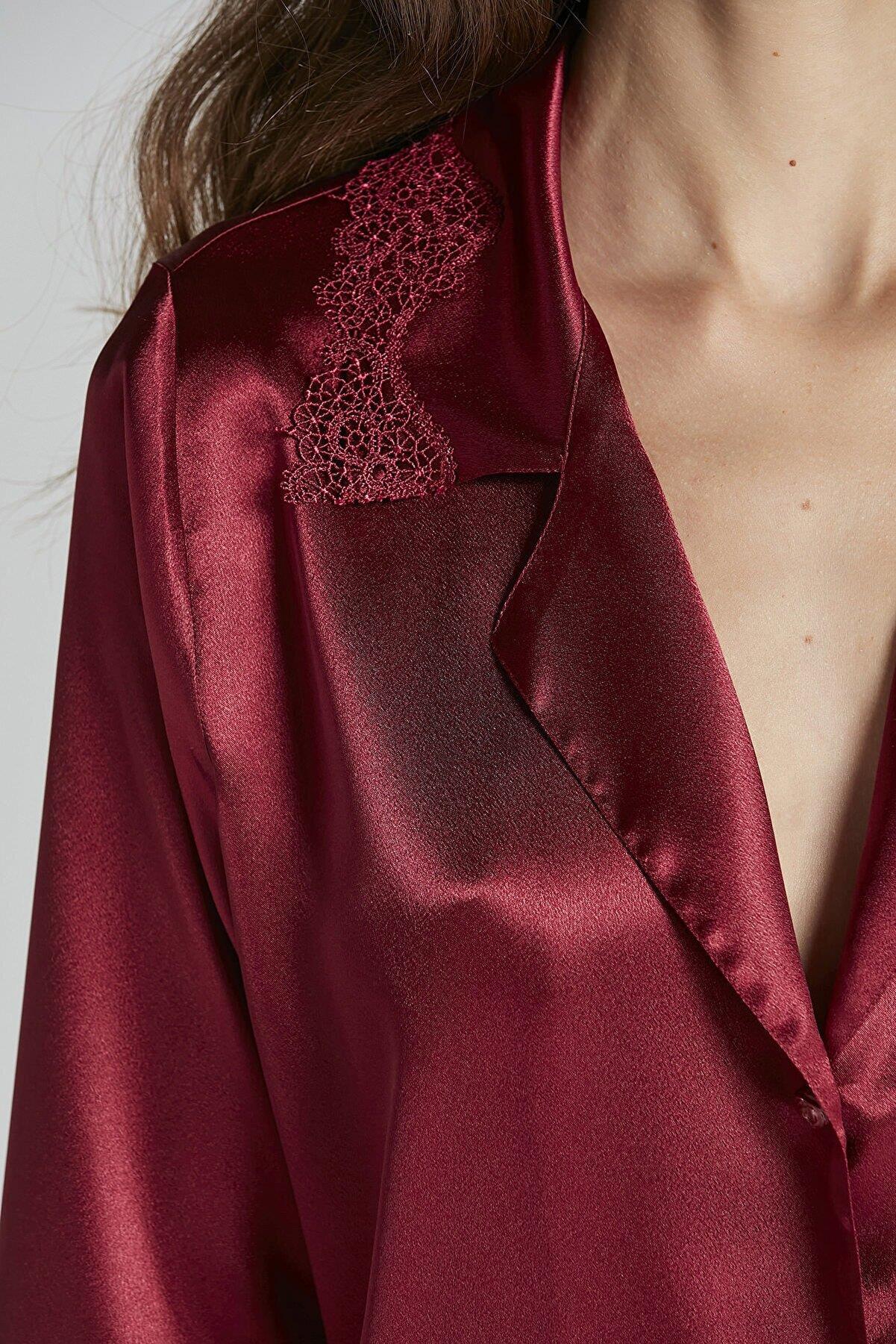 Pierre Cardin Kadın Bordo Altılı Saten Çeyiz Seti 6965
