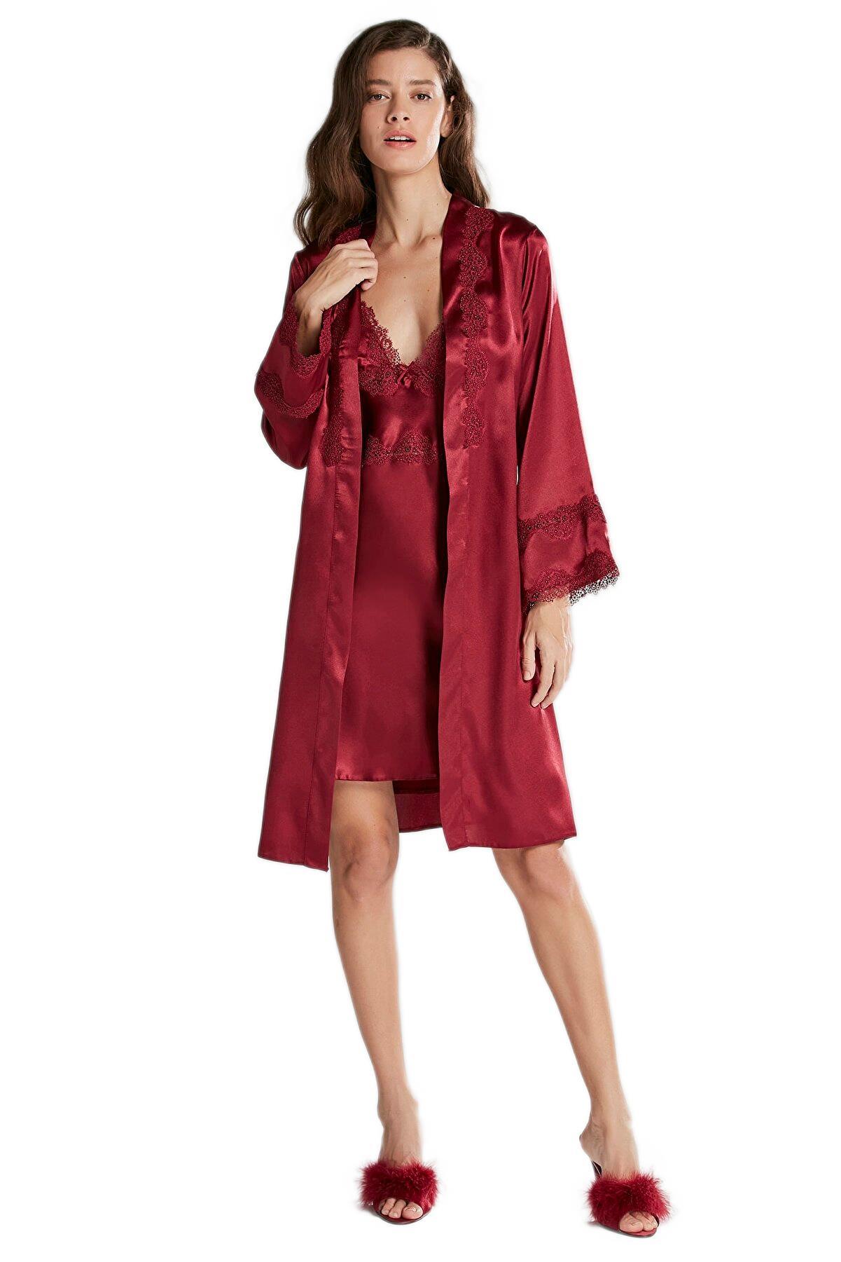 Pierre Cardin Kadın Bordo Altılı Saten Çeyiz Seti 6965