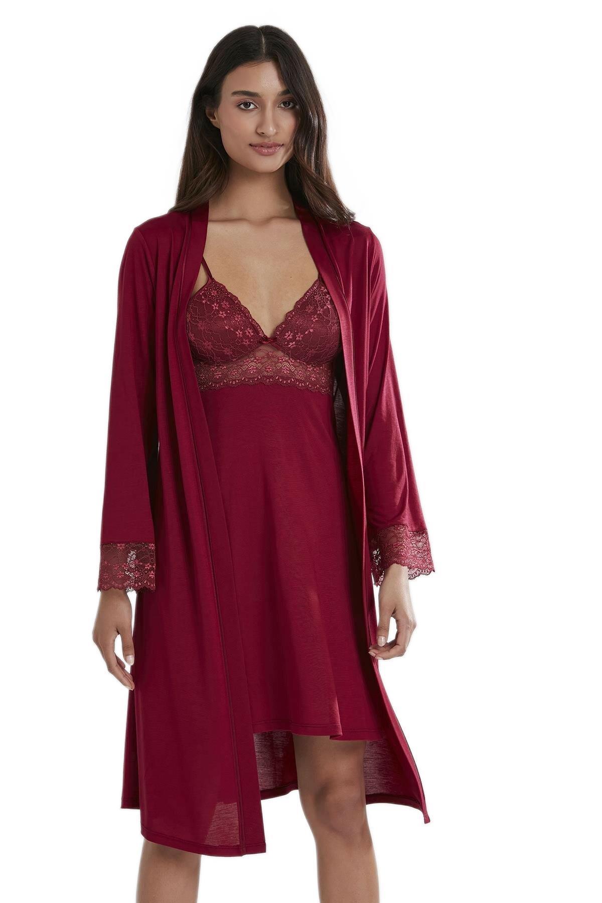 Pierre Cardin Kadın Bordo Penye Altılı Çeyiz Seti 5025