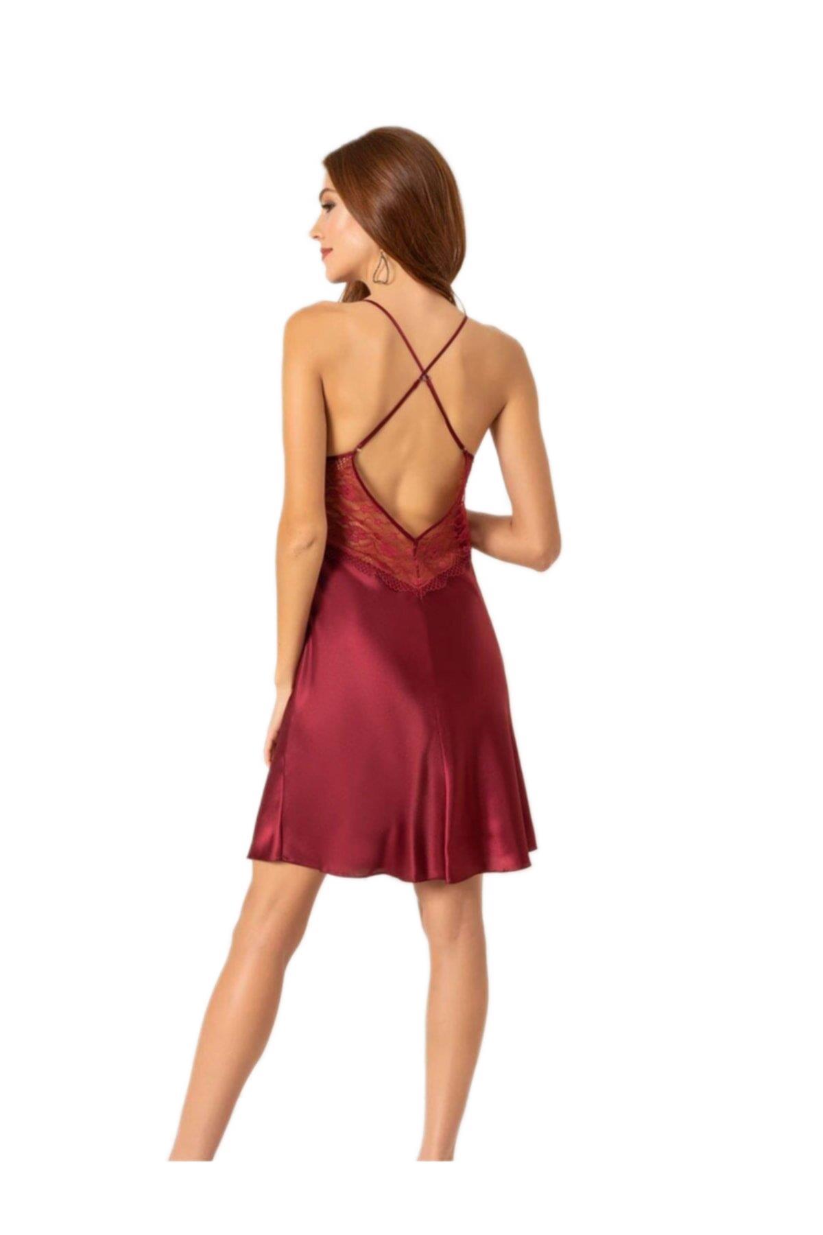 Pierre Cardin Kadın Bordo Saten Gecelik 605