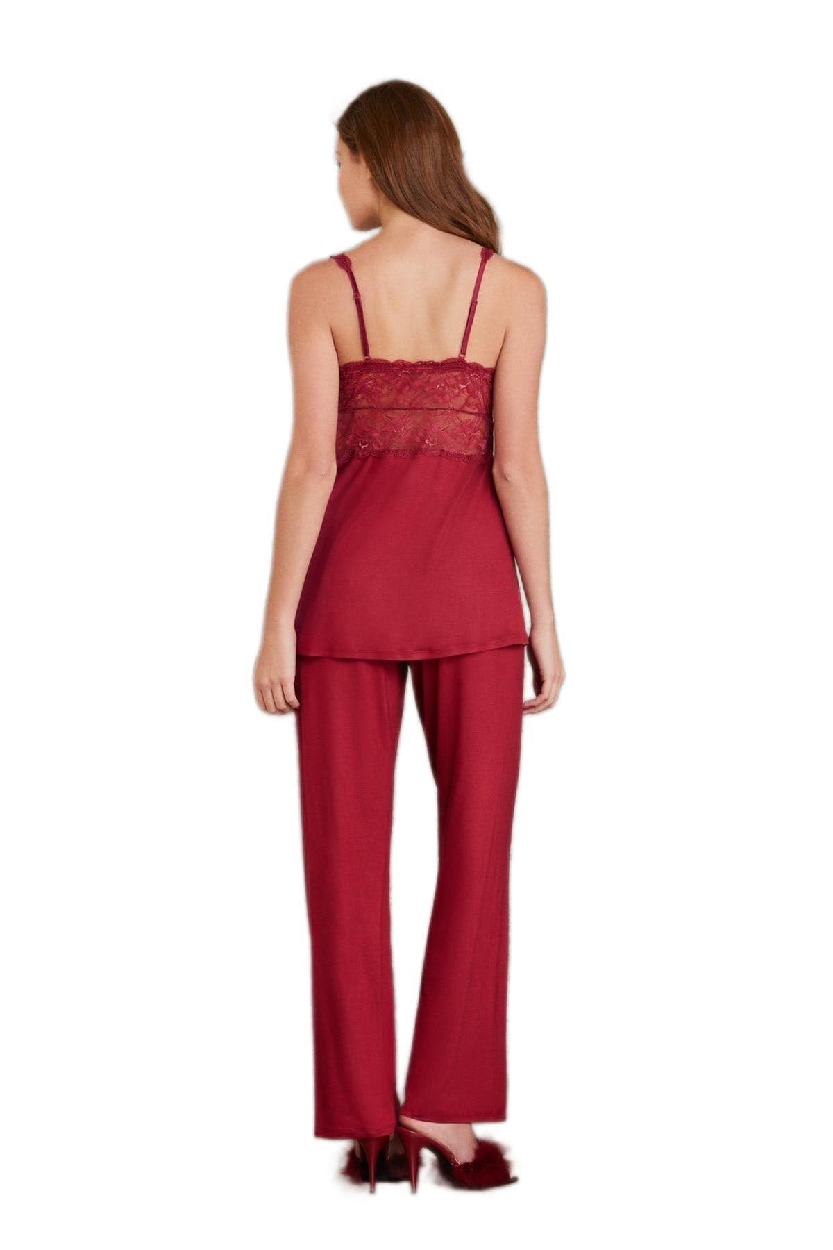 Pierre Cardin Kadın Bordo Üçlü Pijama Takımı 2810