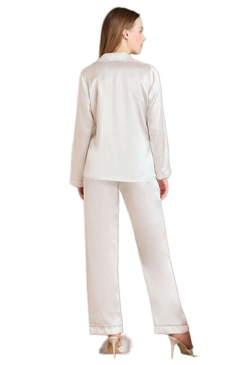 Pierre Cardin Kadın Ekru Saten Pijama Takımı 1200