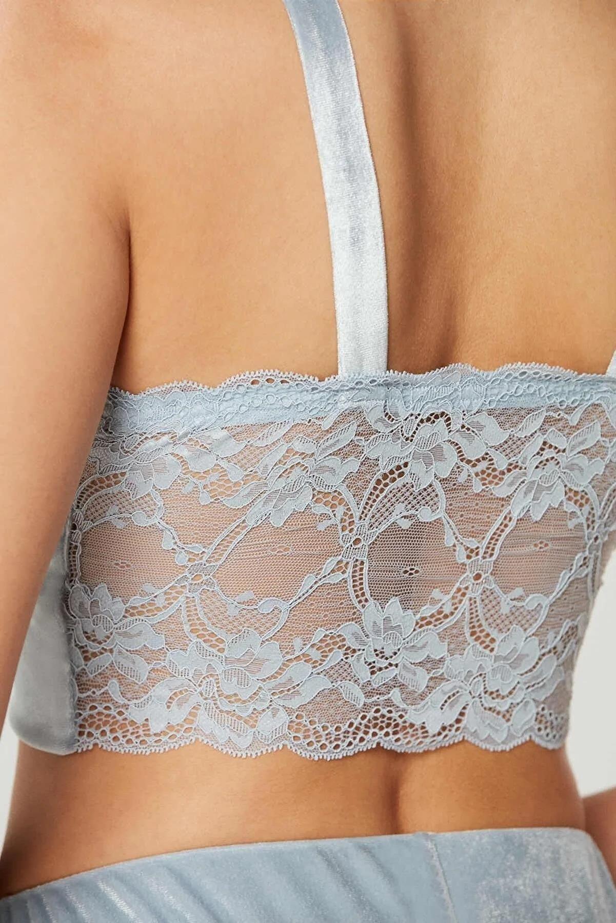 Pierre Cardin Kadın Kadife Saten 3'lü Crop'lu Pijama Takımı 2050