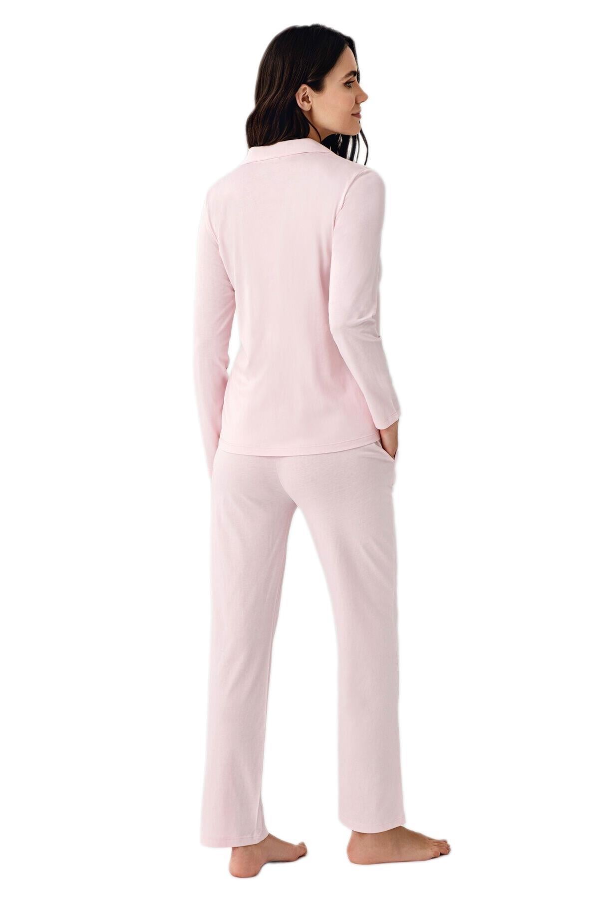Pierre Cardin Kadın Somon Uzun Kollu Pijama Takımı 9115