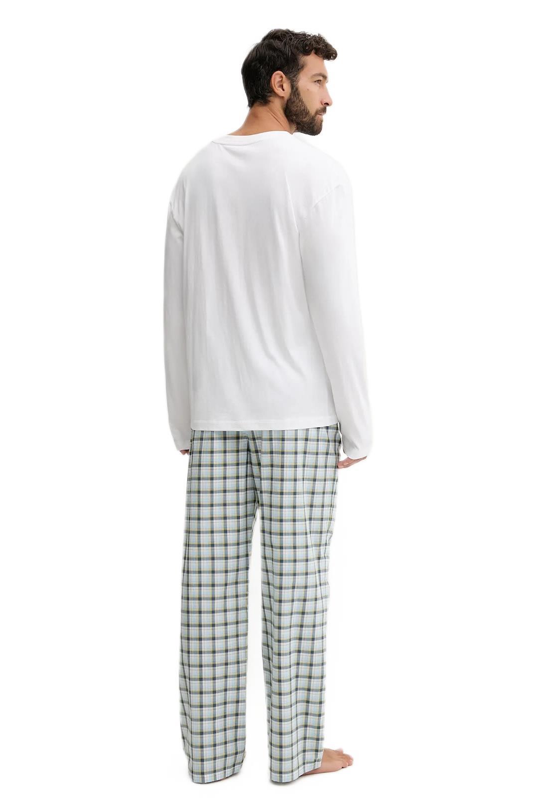 Tommy Hilfiger Erkek Beyaz Uzun Kollu Dokuma Pijama Takımı UM0UM03663