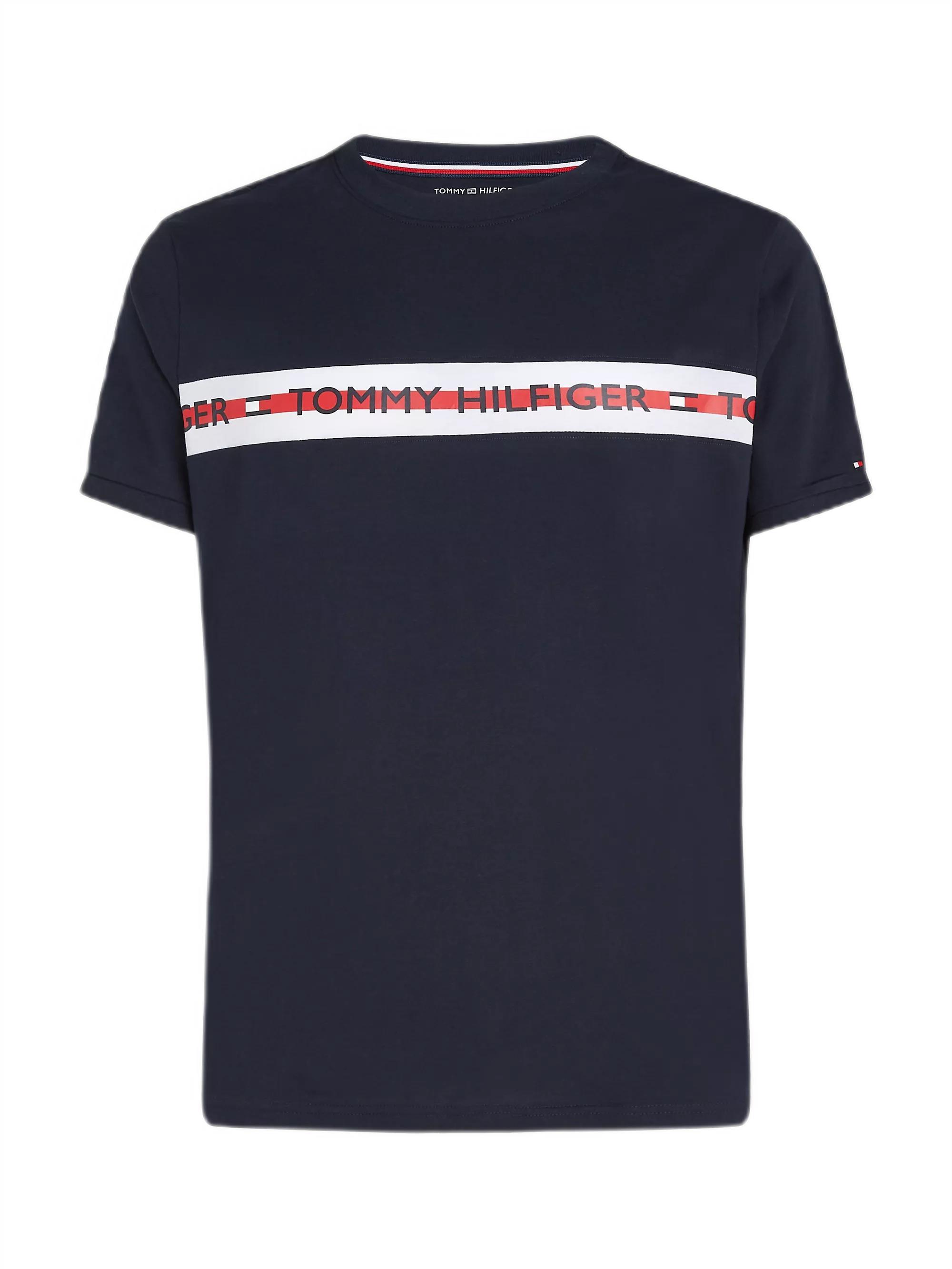 Tommy Hilfiger Erkek Bisiklet Yaka Logolu Lacivert T-Shirt