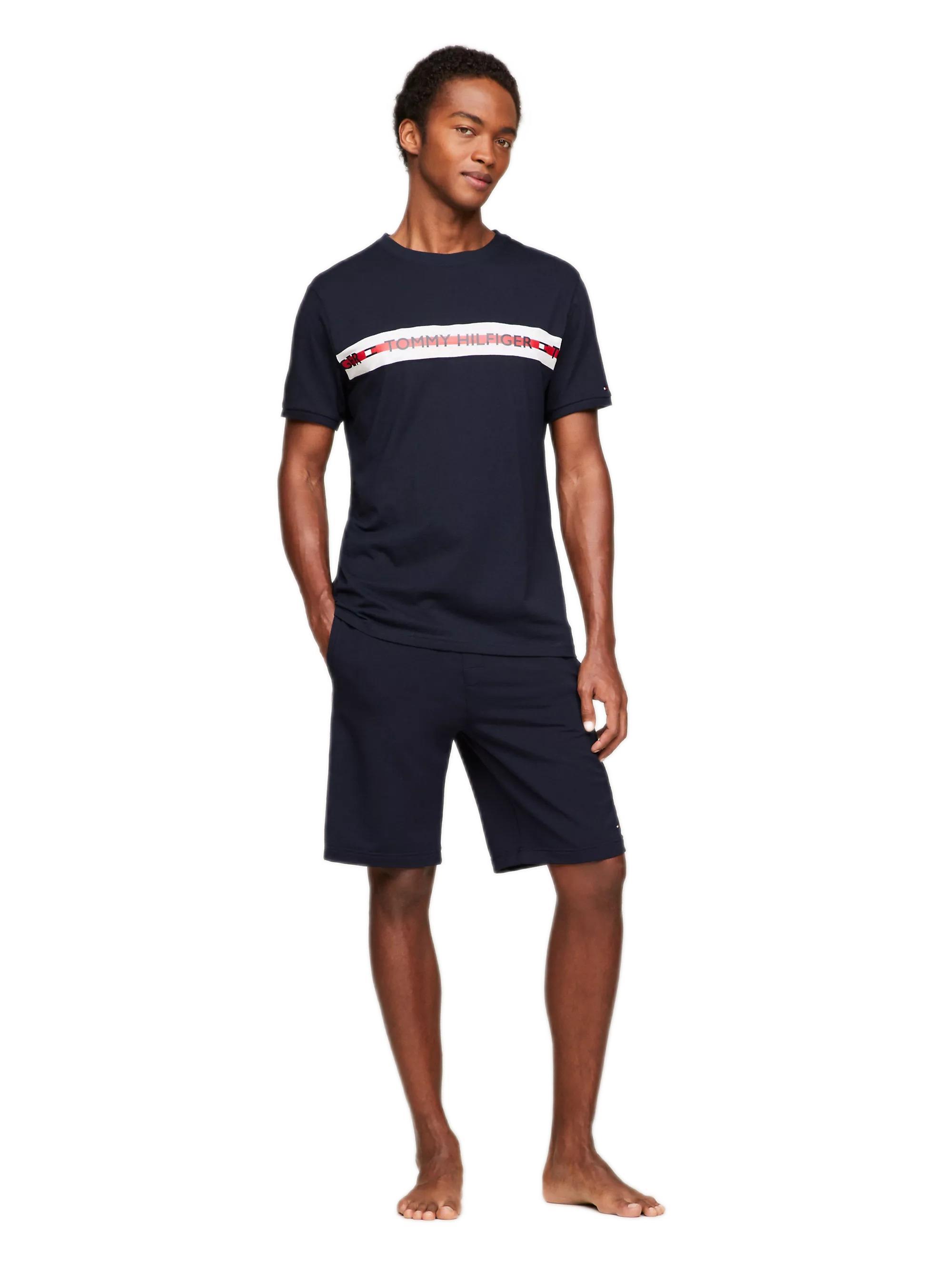 Tommy Hilfiger Erkek Bisiklet Yaka Logolu Lacivert T-Shirt