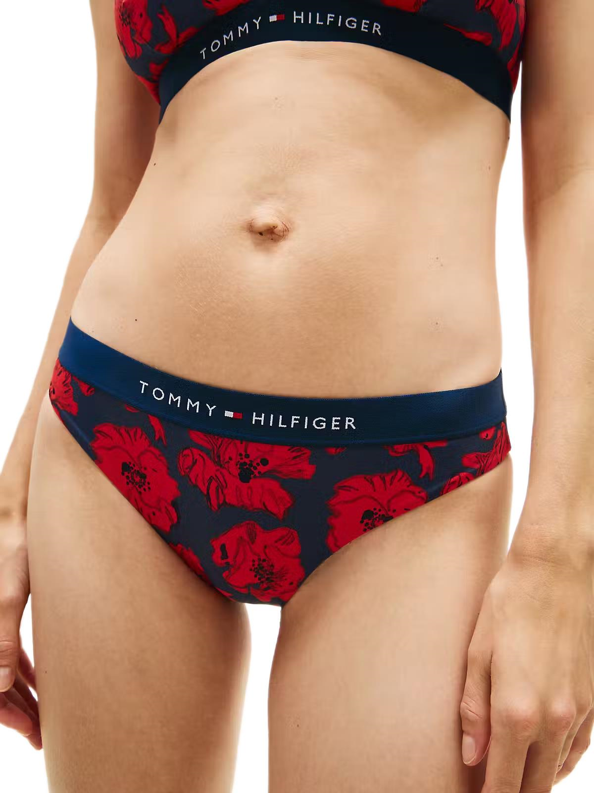 Tommy Hilfiger Kadın Kırmızı Desenli Bikini Altı UW0UW06371